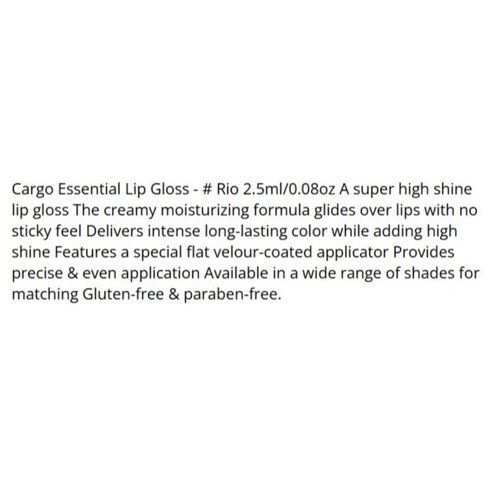 Cargo Essential Lip Gloss Rio Red High Shine Long-Lasting Moisturizing Formula - Picture 6 of 6
